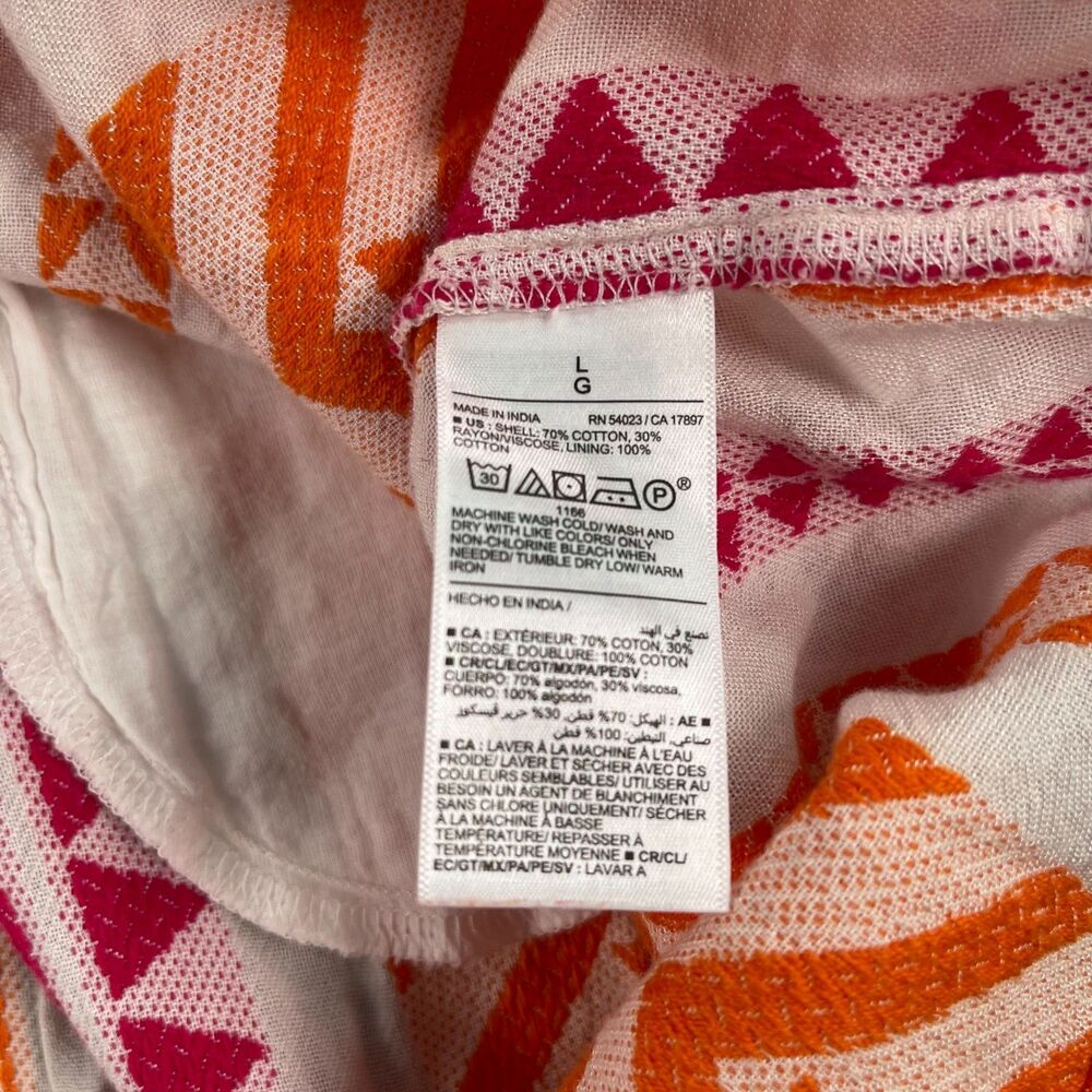 Old Navy Jacquard Mini Swing Dress Large Pink Orange Geometric Aztec Boho Folk - Picture 8 of 14